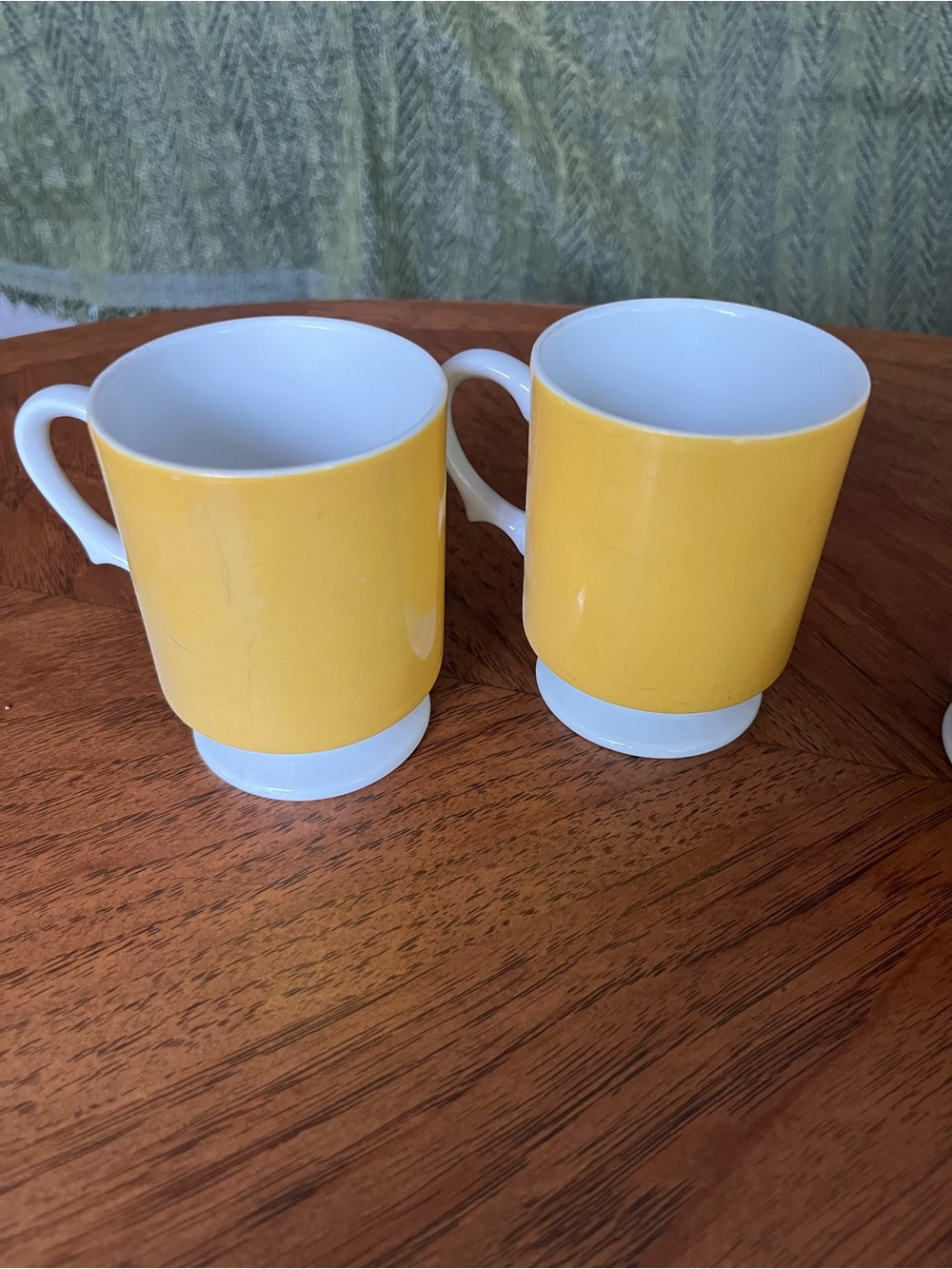 MCM vintage yellow footed pedestal mugs